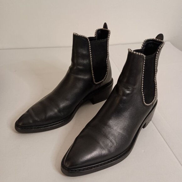 Coach Bowery Beadchain Black Leather Ankle Boots Women’s Size 6.5 B – Very Good - Picture 3 of 16